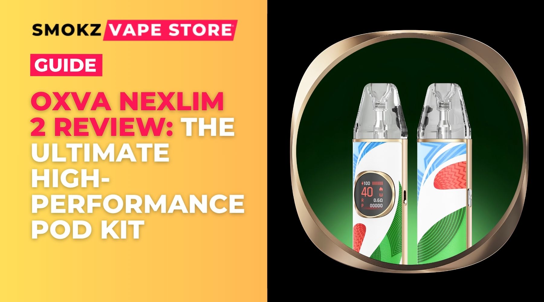 OXVA NeXlim 2 vape pod kit featuring colour clash screen display and ergonomic design