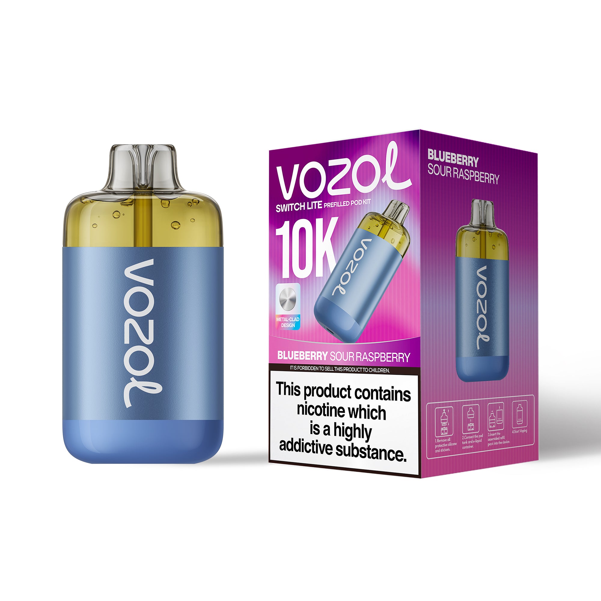 Vozol 10k Switch Lite Prefilled Pod Kit Blueberry Sour Raspberry