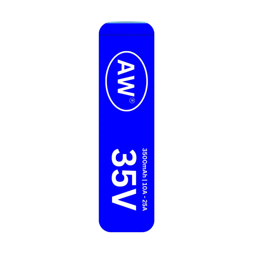 Blue rectangular 18650 battery wrap with white text for 3500mAh battery product