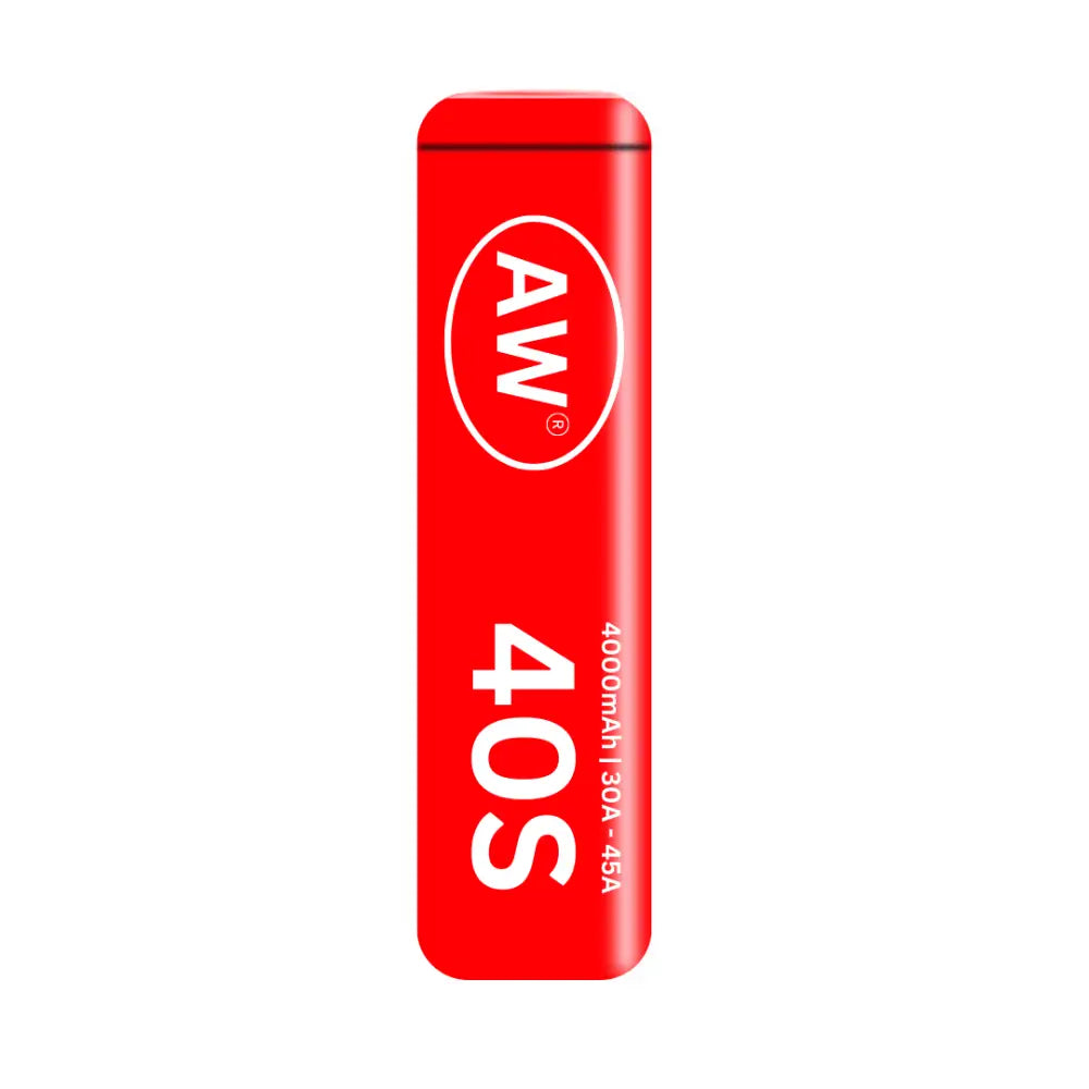 Red cylindrical 21700 battery with rounded ends for high-capacity vaping devices