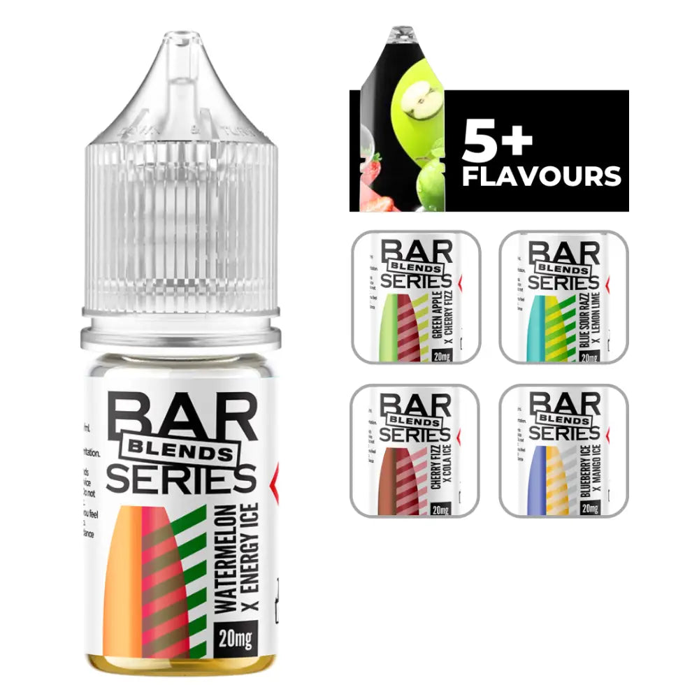 Vape juice bottle with multiple flavors from Bar Blends Series Nic Salt for disposable vapes UK