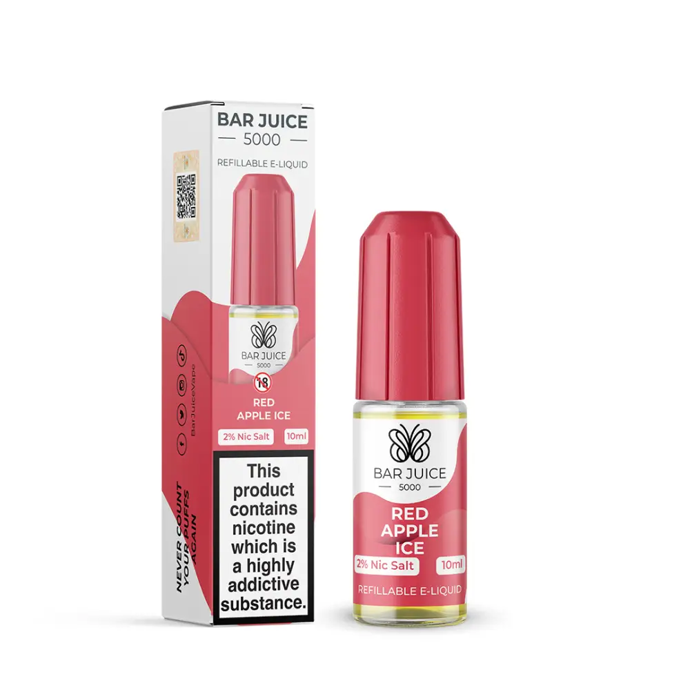 Bar Juice 5000 Red Apple Ice Nic Salt - 10ml - CLEARANCE.