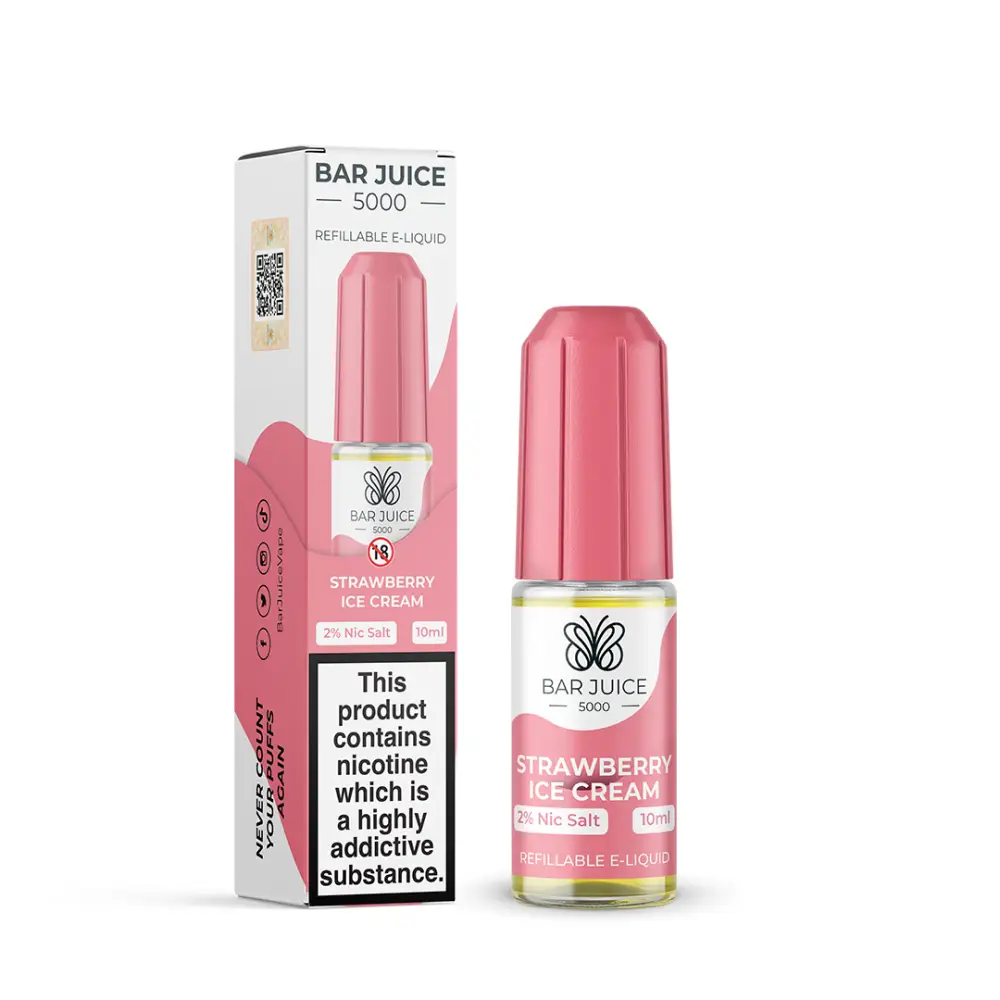 Bar Juice 5000 Strawberry Ice Cream Nic Salt - 10ml - CLEARANCE.