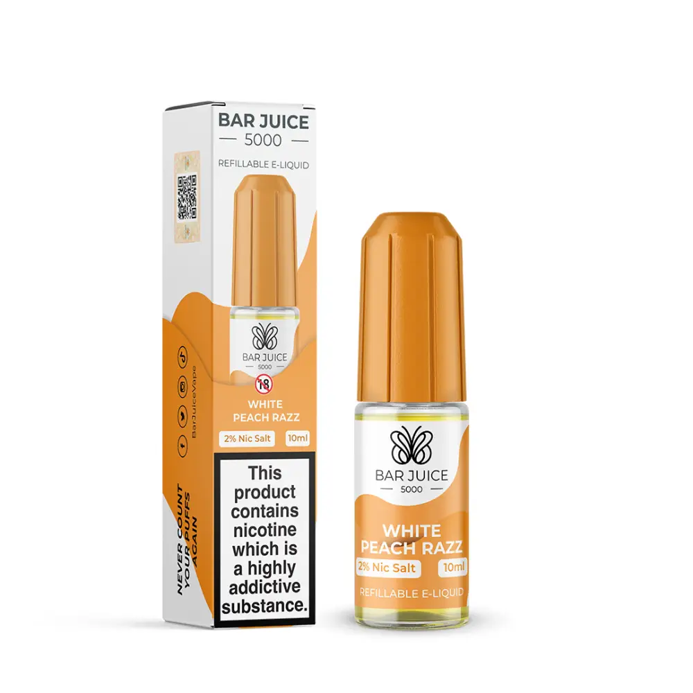 Bar Juice 5000 White Peach Razz Nic Salt - 10ml - CLEARANCE.
