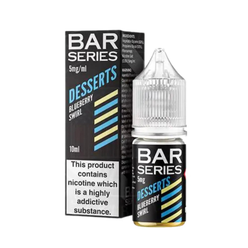 Vape e-liquid bottle and packaging in Blueberry Swirl flavor with 5mg/ml nicotine at Smokz Vape Store