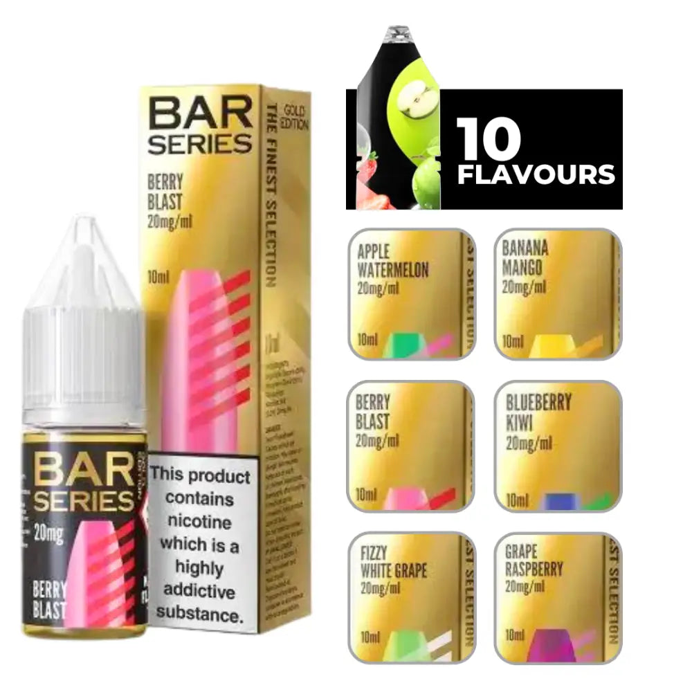 Bar Series Gold Edition e-liquid Berry Blast with 10 flavors and 20mg/ml nicotine at Smokz Vape Store