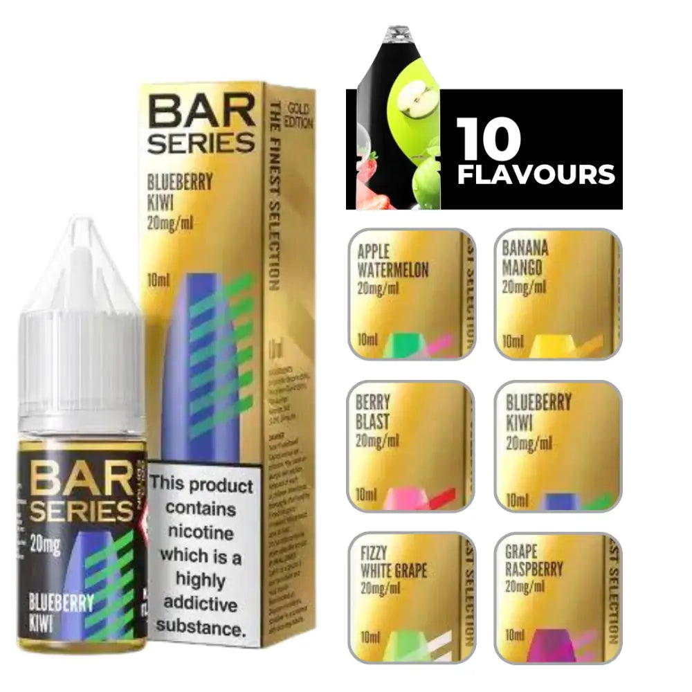 Bar Series Gold Edition E-Liquid with assorted fruit flavors for disposable vapes UK