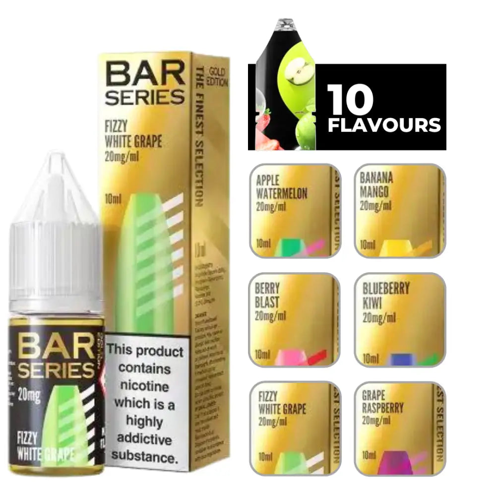 Bar Series Gold Edition E-Liquid Fizzy White Grape with 10 flavored nicotine salts