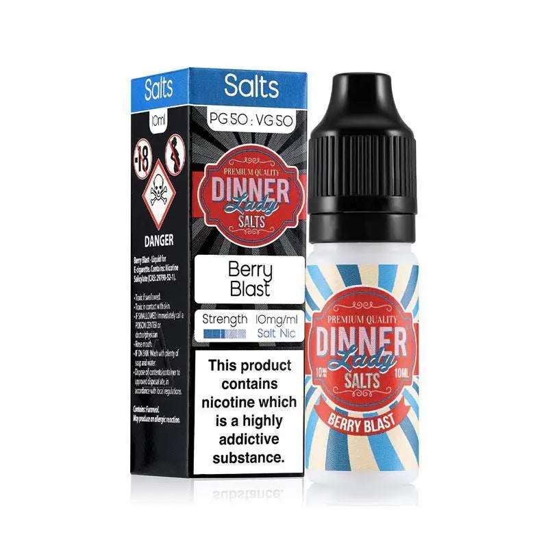 Berry Blast flavored vape juice with 10mg/ml nicotine salts from Dinner Lady Salts at Smokz Vape Store