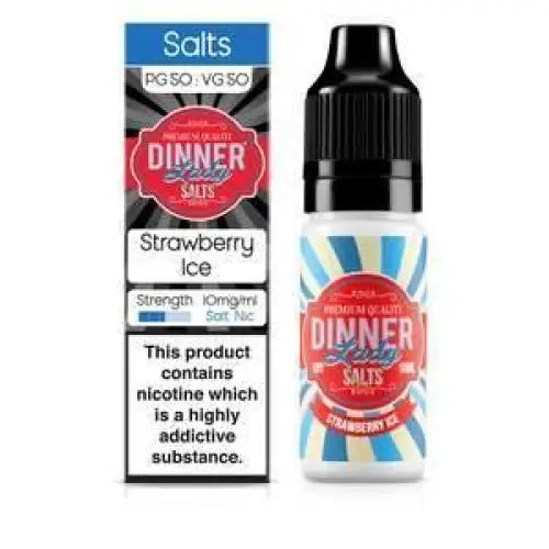 Bottle of Dinner Lady Strawberry Ice nic salts e-liquid at Smokz Vape Store