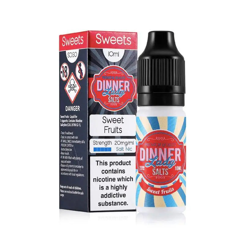 Dinner Lady Salts Sweet Fruits e-liquid bottle with packaging at Smokz Vape Store