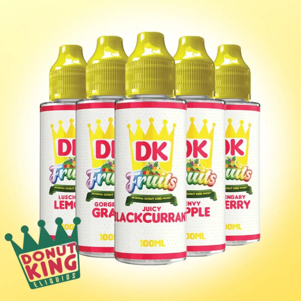 Five bottles of Donut King Vape Juice 100ml fruits e-liquid with gorgeous grape flavor at Smokz Vape Store