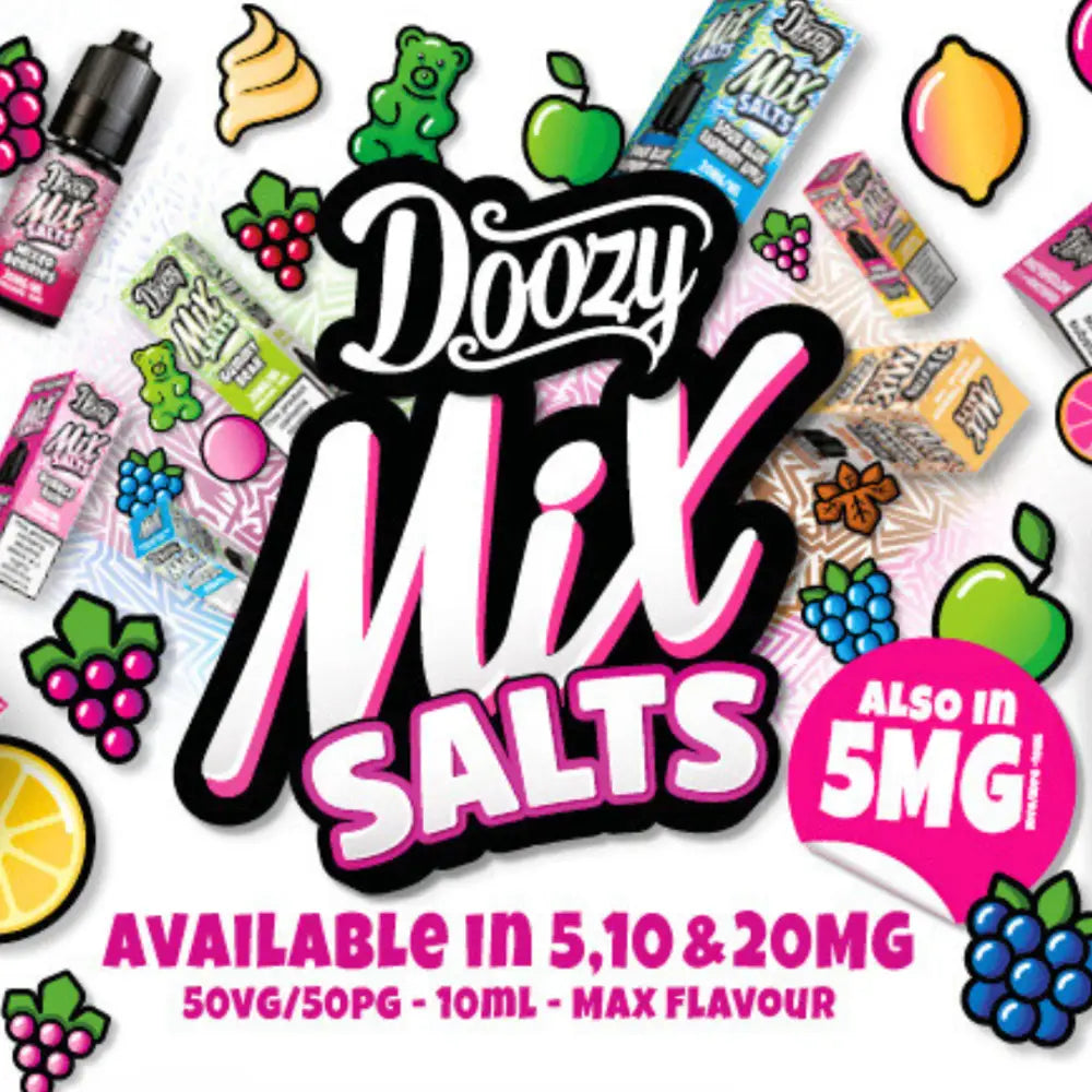 Vibrant Doozy Mix Salt 10ml E-Liquid with fruit and candy flavors, nicotine salts option