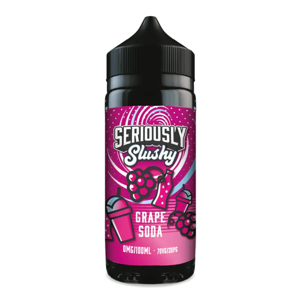 Grape soda 100ml e-liquid with pink label in dark bottle at Smokz Vape Store