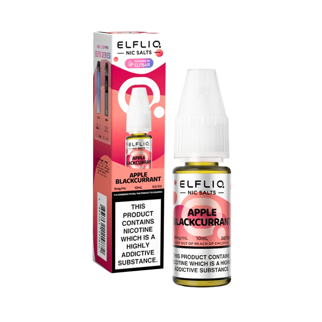 Elfliq Apple & Blackcurrant Nic Salt E-Liquid.