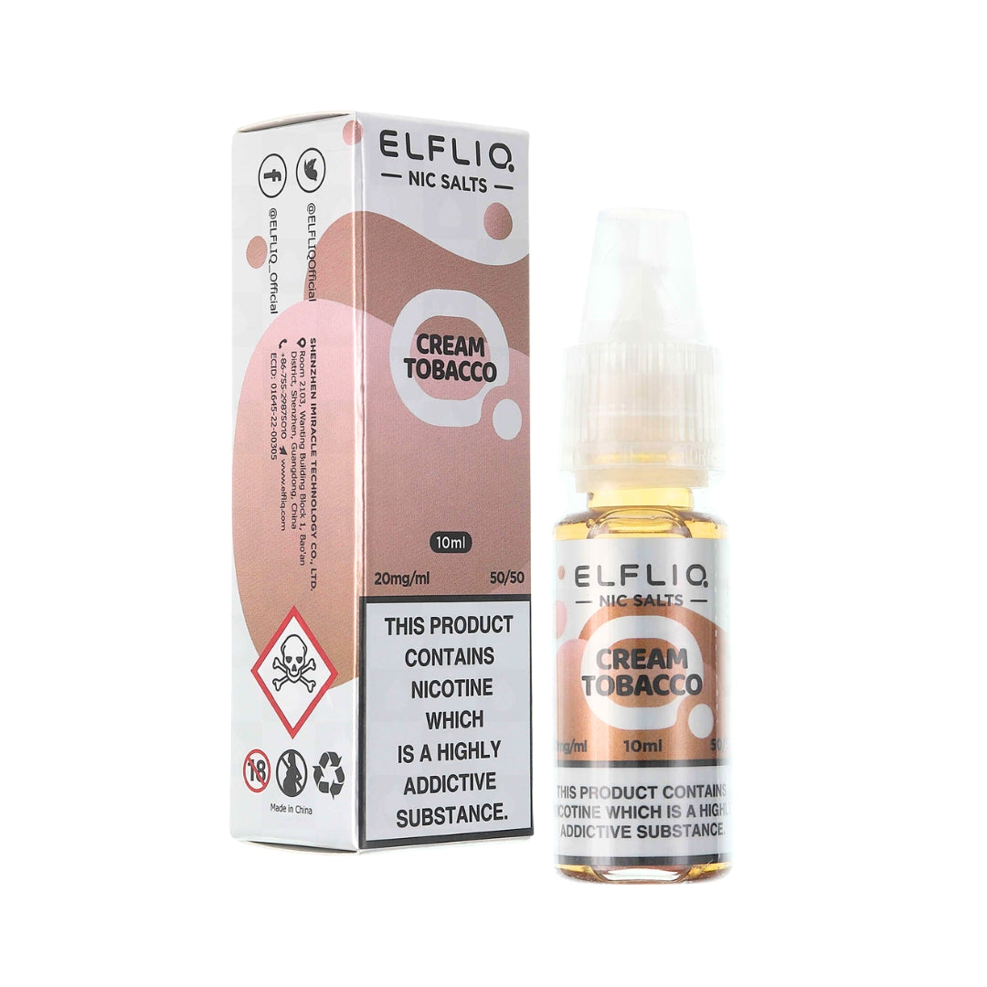 Elfliq Cream Tobacco Nic Salt E-Liquid.