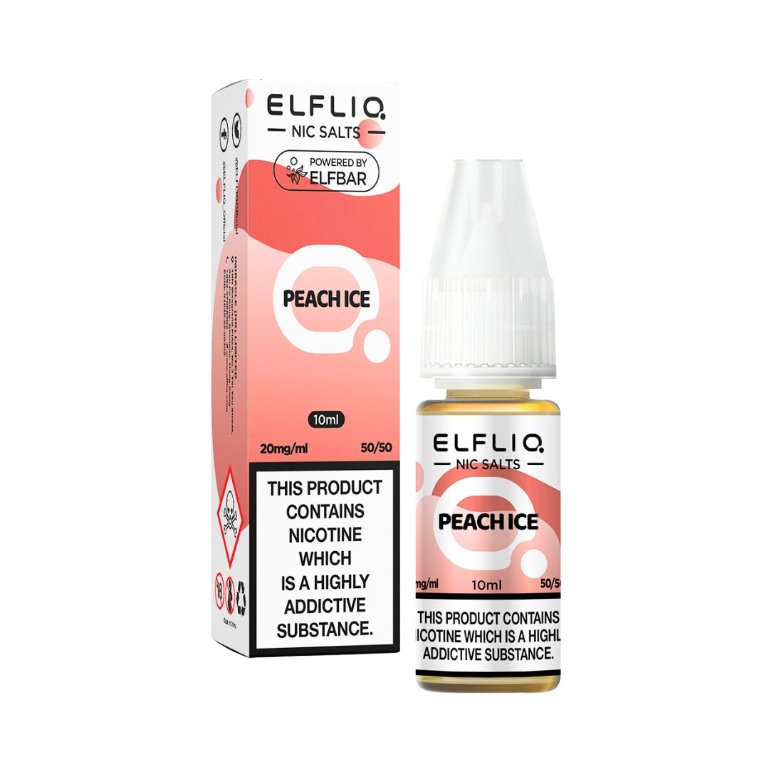 Elfliq Peach Ice Nic Salt E-Liquid.