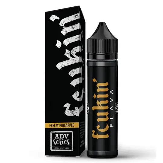 Black vape juice bottle and box with Freezy Pineapple flavor for Fcukin Flava 50ml e-liquid at Smokz Vape Store