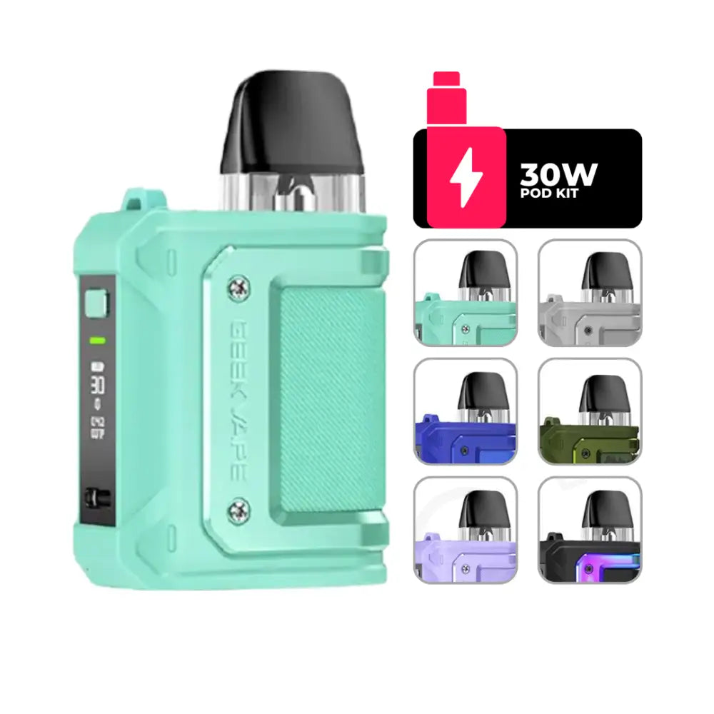 Geek Vape Aegis Hero Q pod vaping kit. Simple to use, 30W output, long-lasting 1300mAh battery, & Q pod compatibility.
