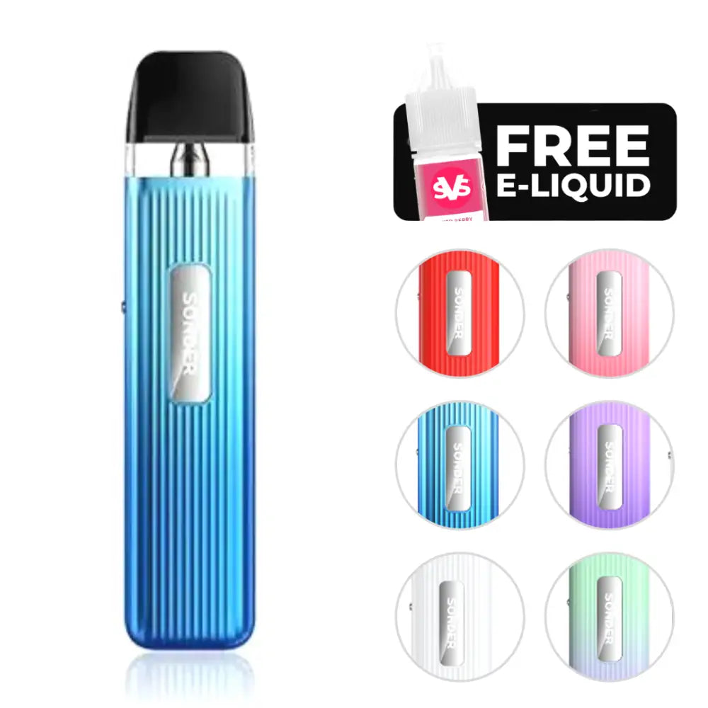 Blue Geekvape Sonder Q Pod Vape Kit with multiple color options and free e-liquid at Smokz Vape Store