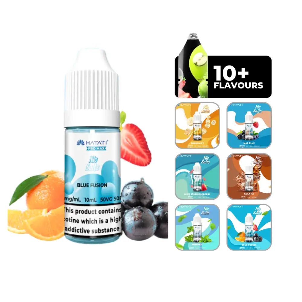 Hayati Pro Max Nic Salts E-Liquid Blue Fusion, 50/50 Vg/Pg, 10ml Bottle, 10mg And 20mg.