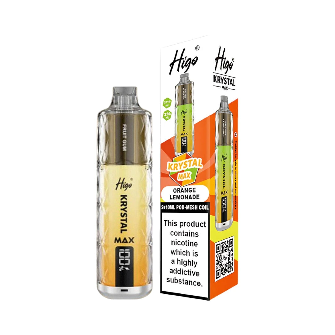 Higo Krystal Max 7500 Puffs rechargeable prefilled pod kit in crystal finish.