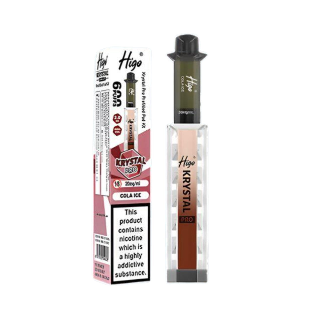 Higo Krystal Pro prefilled pod kit with 600 puffs in crystal finish.