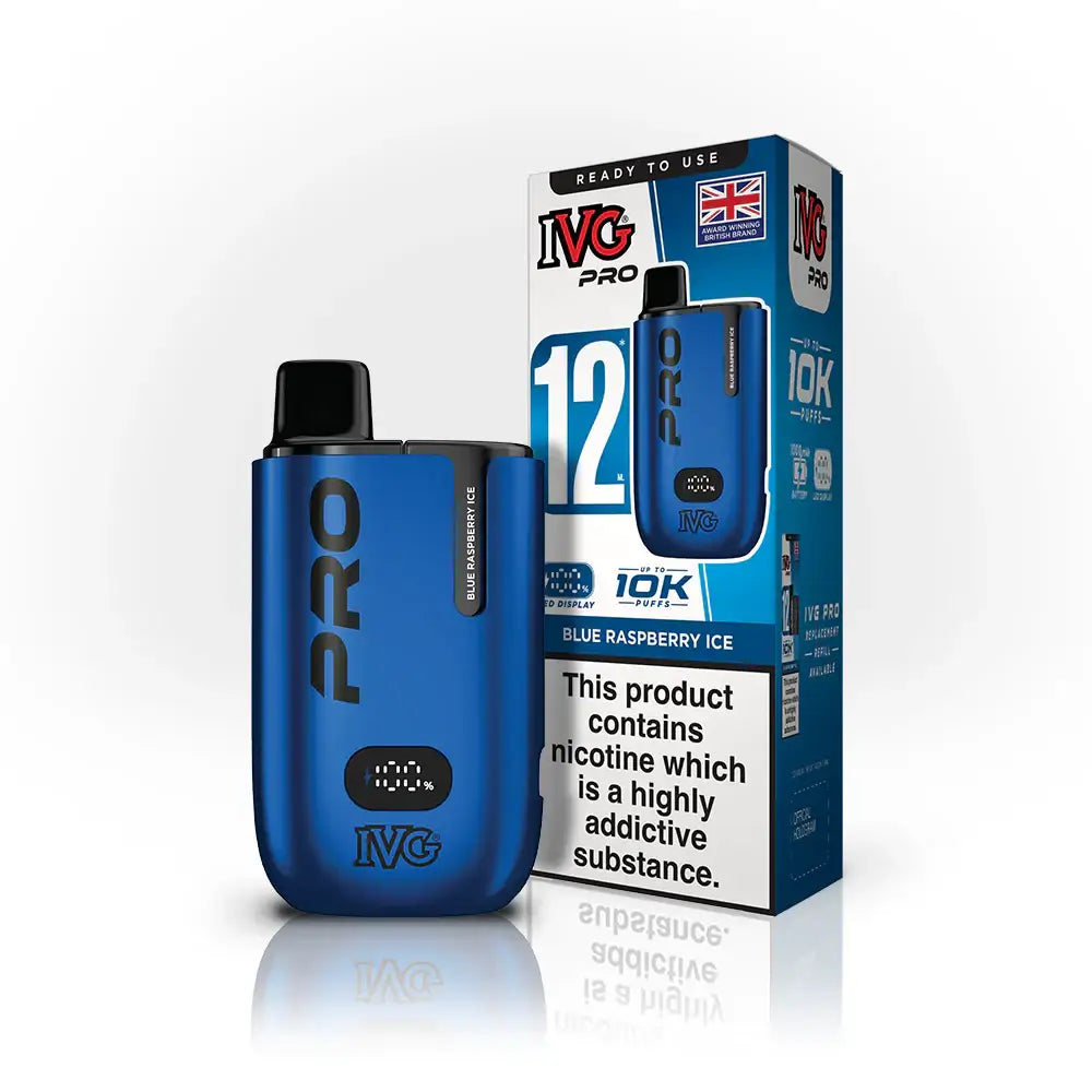IVG PRO 12 10K Prefilled Pod Vape Kit – 12 Flavours | 10,000 Puffs - Blue Raspberry Ice - Vape Kits
