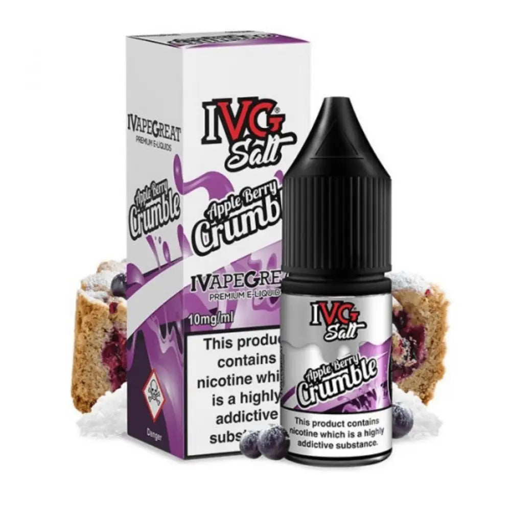 Ivg salt apple berry crumble 10ml e-liquid with pie and blueberries for authentic flavor