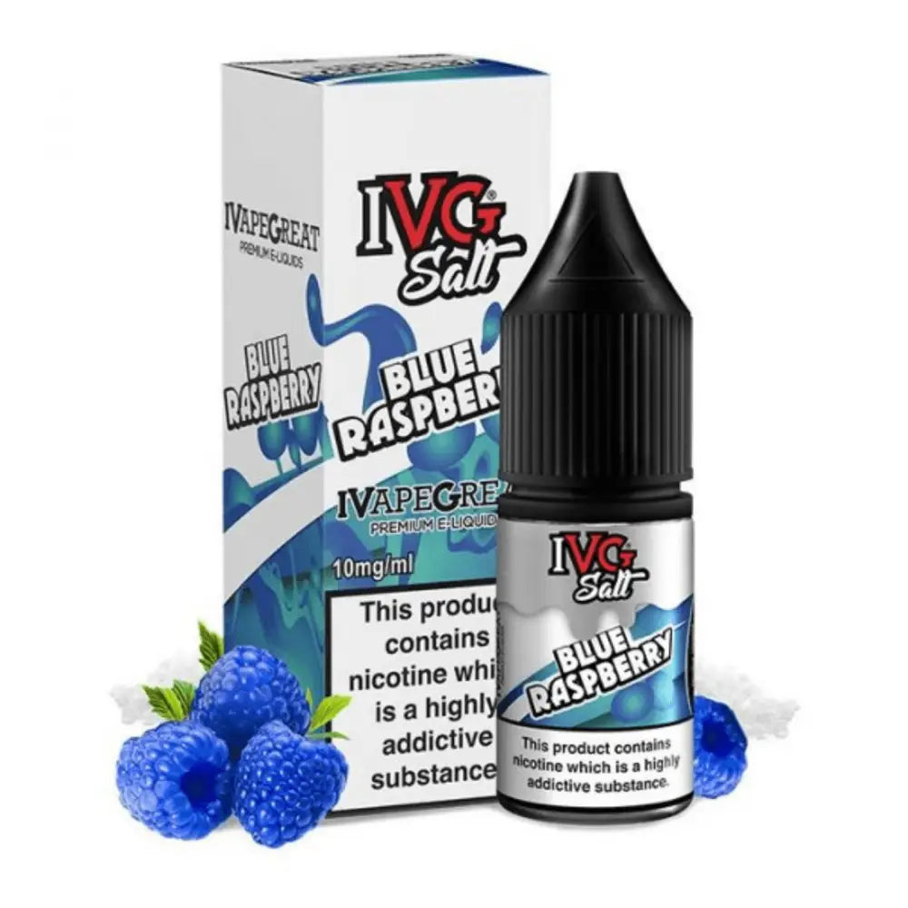 Blue Raspberry Flavored IVG Salt Blue Raspberry 10ml E-Liquid in Bottle and Box