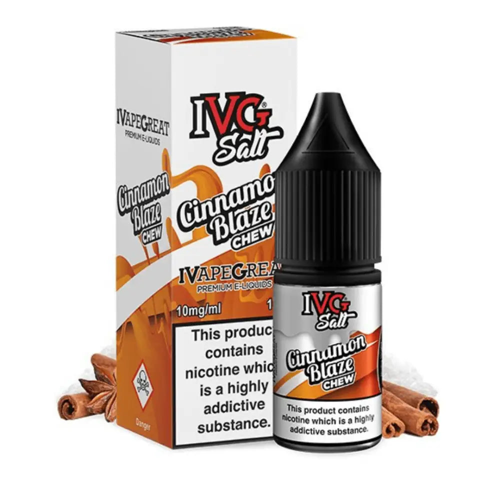 Ivg Salt Cinnamon Blaze 10ml e-liquid with cinnamon flavored nicotine salt for vaping