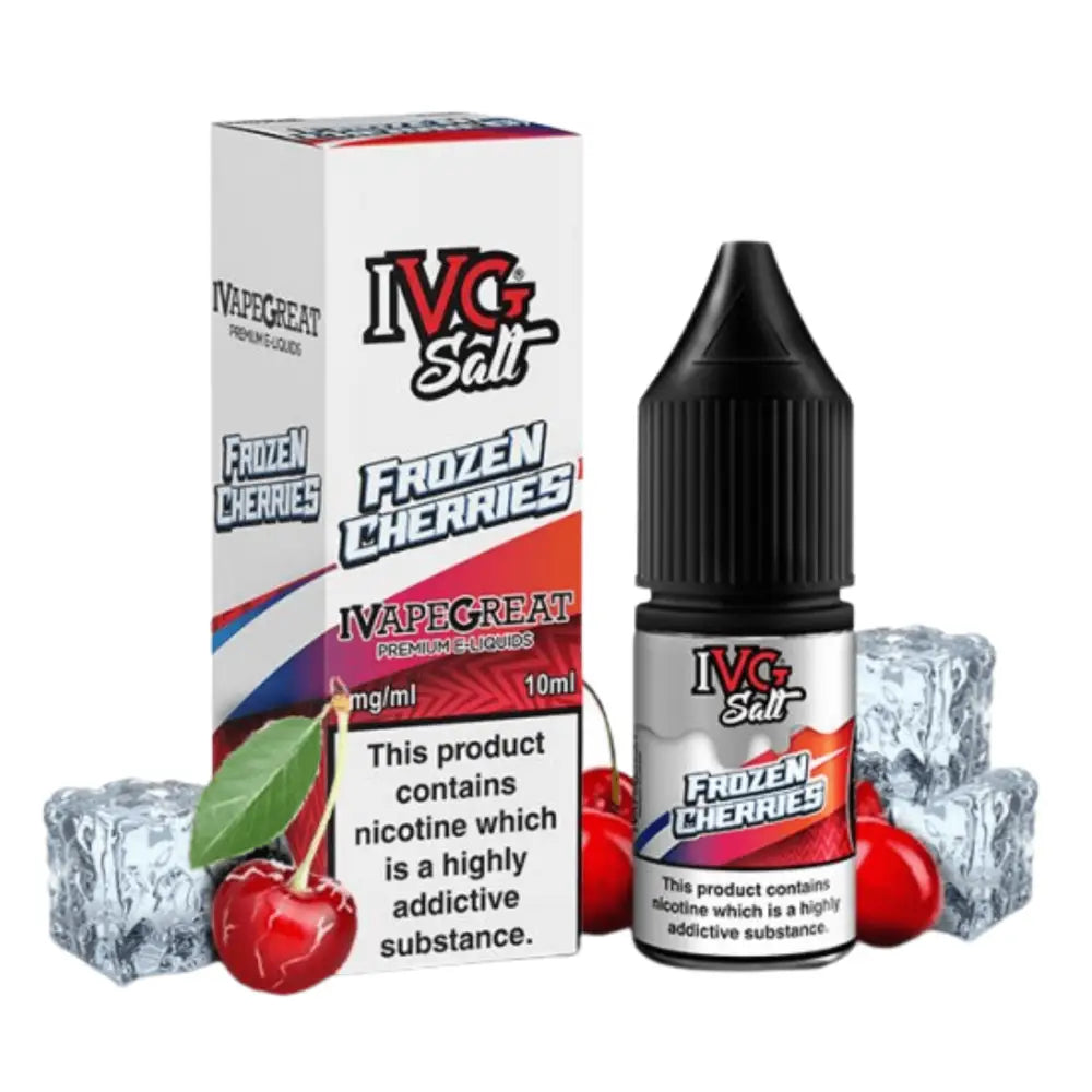 Vape juice with frozen cherries flavor in IVG Salt Frozen Cherries 10ml e-liquid with nicotine