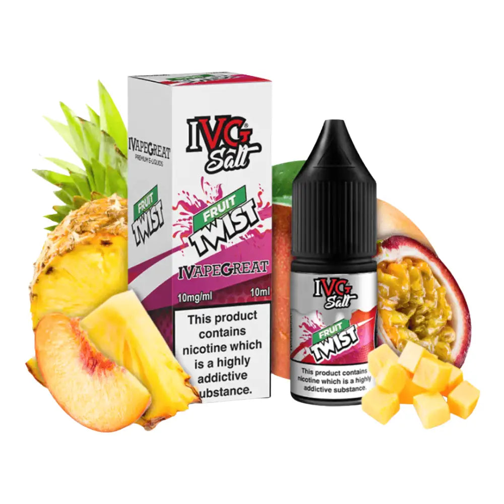 Vape juice with fruit twist flavor in IVG Salt Fruit Twist 10ml e-liquid bottle
