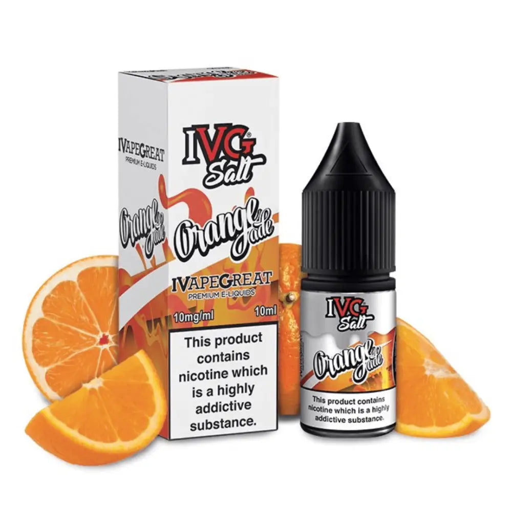 Orange-flavored nicotine salt vape juice and packaging for IVG Salt Orangeade 10ml at Smokz Vape Store