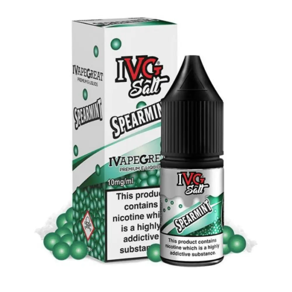 Ivg Salt Spearmint 10ml e-liquid bottle with packaging at Smokz Vape Store