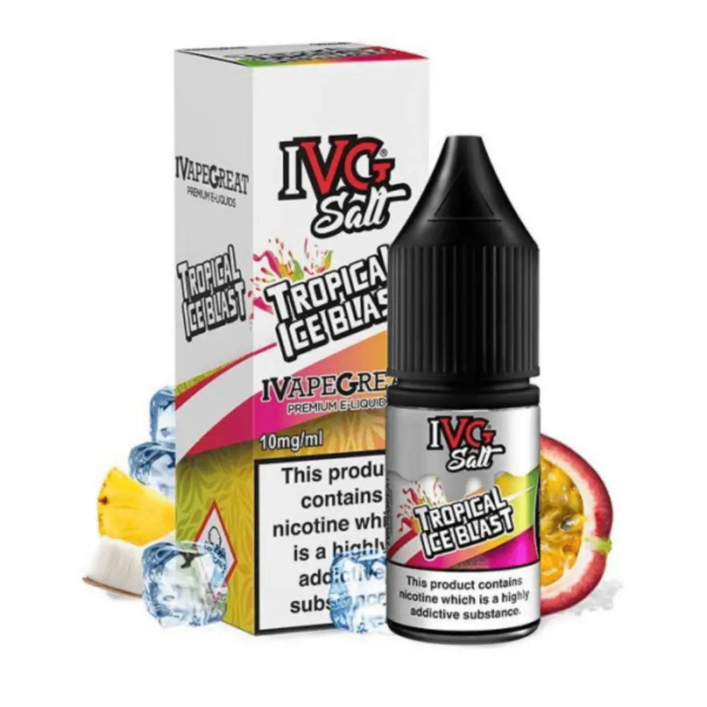 IVG Salt Tropical Ice Blast 10ml e-liquid with passion fruit flavor for vaping
