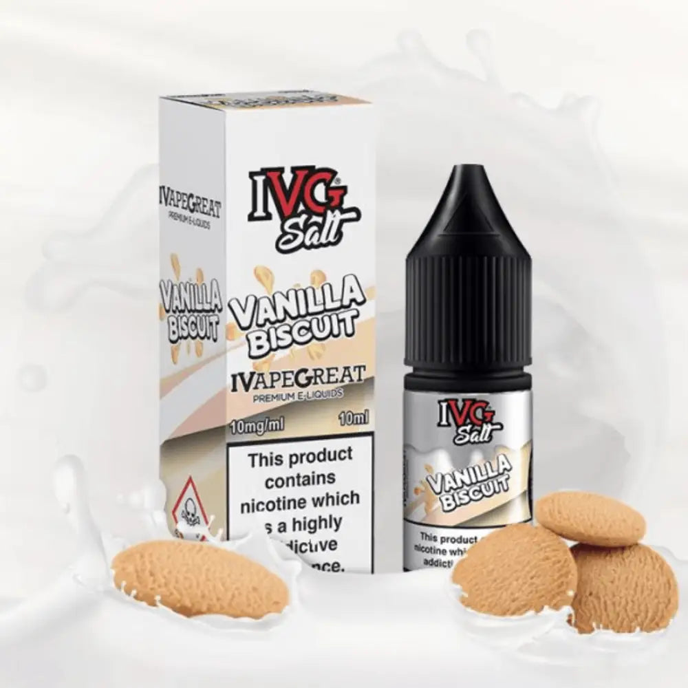 Ivg Salt Vanilla featuring vanilla biscuit 10ml nicotine salt e-liquid flavor