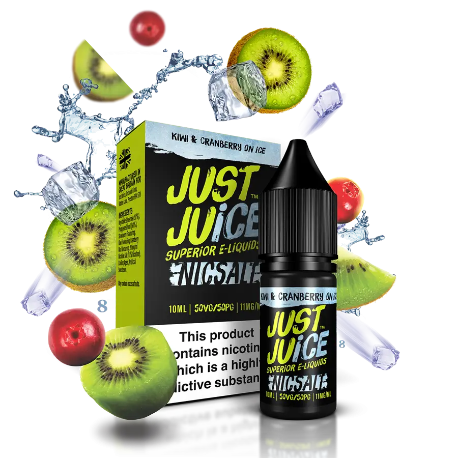 Kiwi and cranberry flavored nic salt e-liquid in bottle and box at Smokz Vape Store