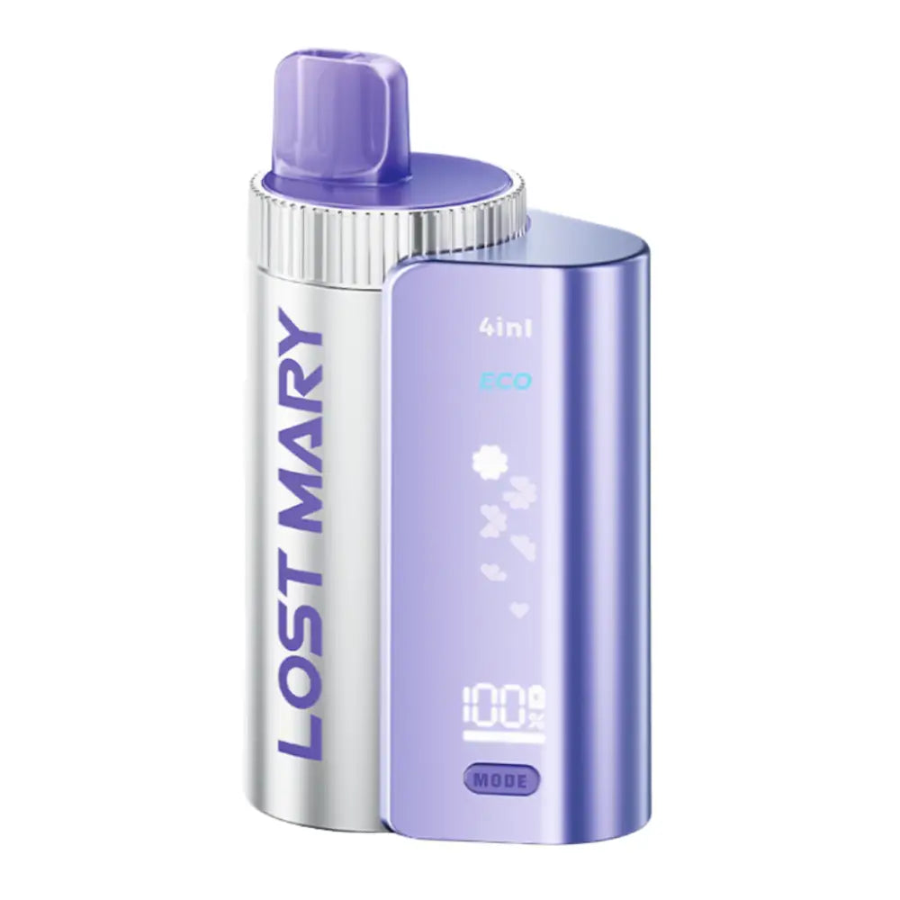 Lost Mary 4 in 1 Pod Kit Purple Edition with purple and silver rechargeable vape device