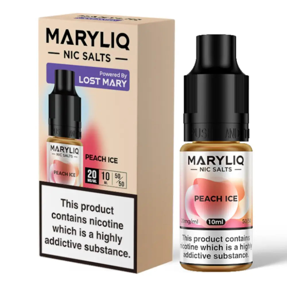 Peach Ice flavored nicotine salt e-liquid by Maryliq E-Liquid at Smokz Vape Store