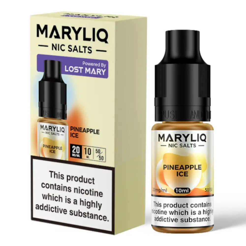 Maryliq E-Liquid Nic Salt Pineapple Ice with Lost Mary packaging at Smokz Vape Store