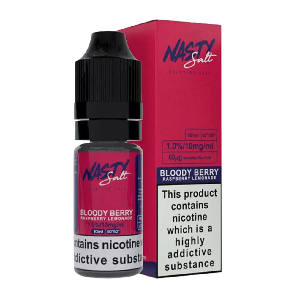 Nasty Juice Bloody Berry Nic Salt e-Liquid bottle and packaging at Smokz Vape Store