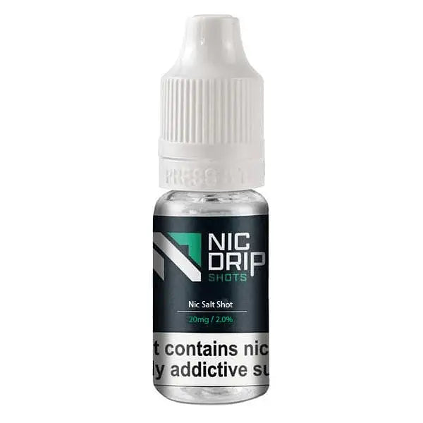 Nic Drip Nicotine Salt Shot 10ml 20mg in clear bottle with child-resistant cap