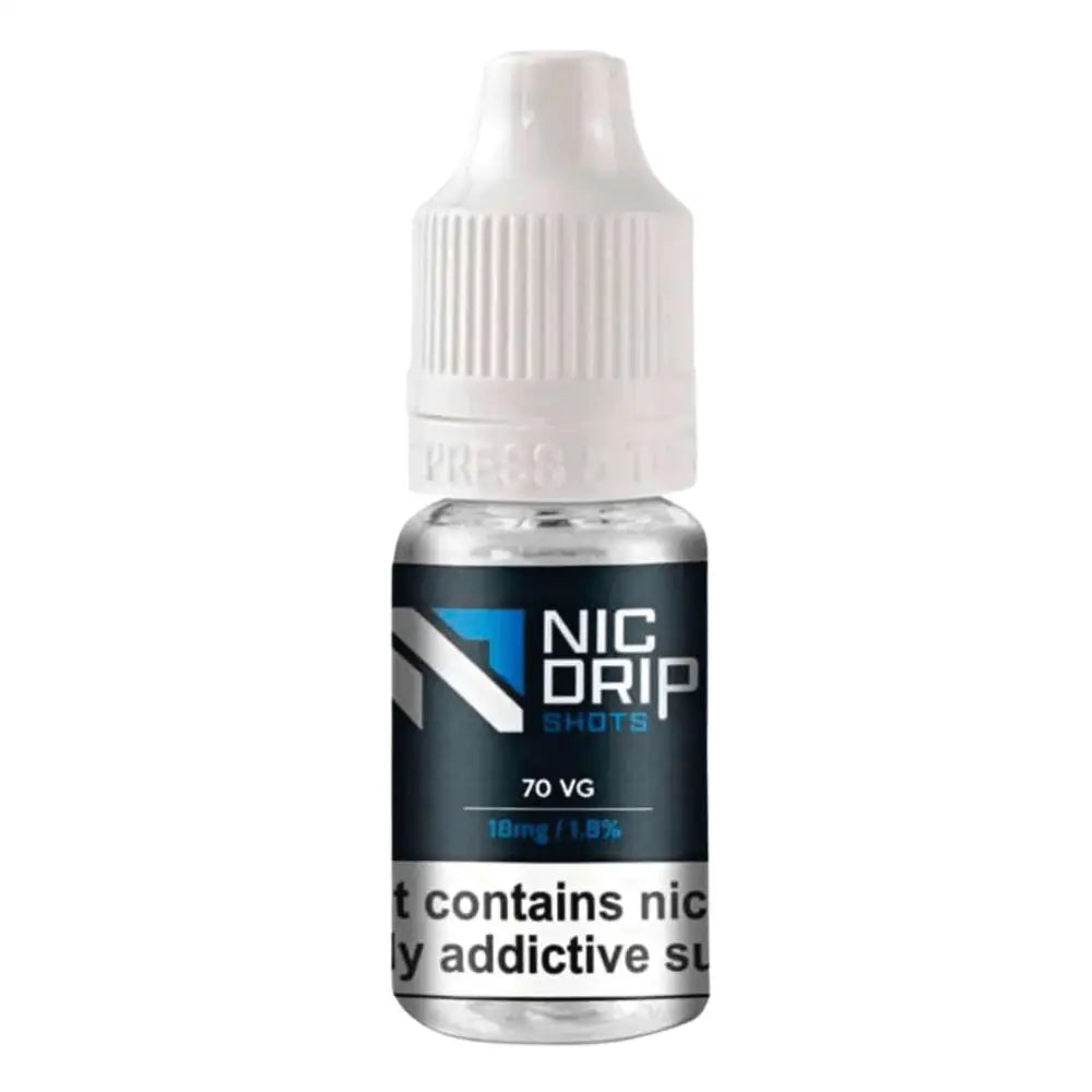 Clear Nic Drip Nicotine Shot 10ml 18mg 70VG with child-resistant cap at Smokz Vape Store
