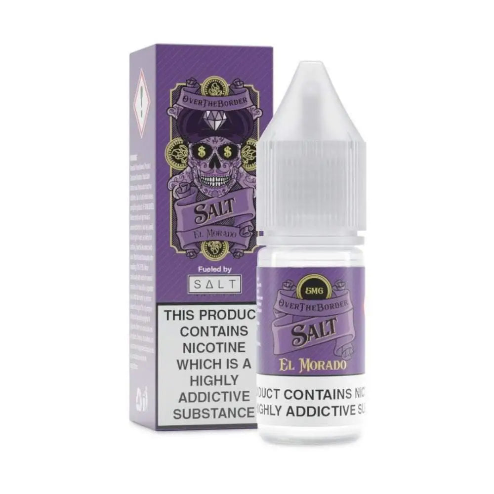Purple skull-themed border nic salt e-liquid packaging and bottle at Smokz Vape Store