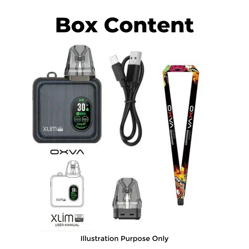 Oxva Xlim SQ Pro Vape Pod Kit Box Content