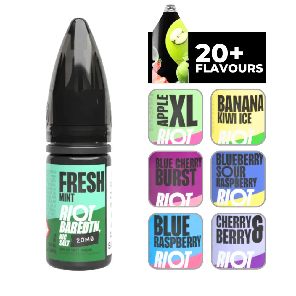 Vape juice bottle with flavor options for Riot Bar Edtn Fresh Mint 10ml E-Liquid
