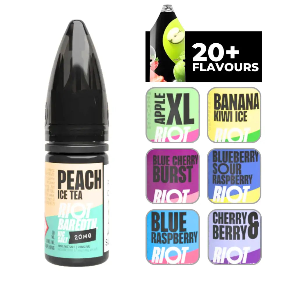 Black Riot Bar Edtn edtn peach ice tea 10ml e-liquid bottle showcasing peach ice tea flavor