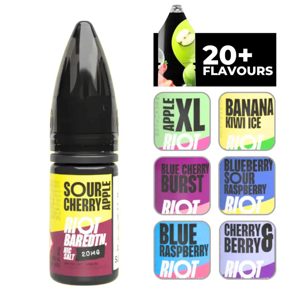 Riot Bar Edtn Sour Cherry Apple 10ml E-Liquid with various flavor options