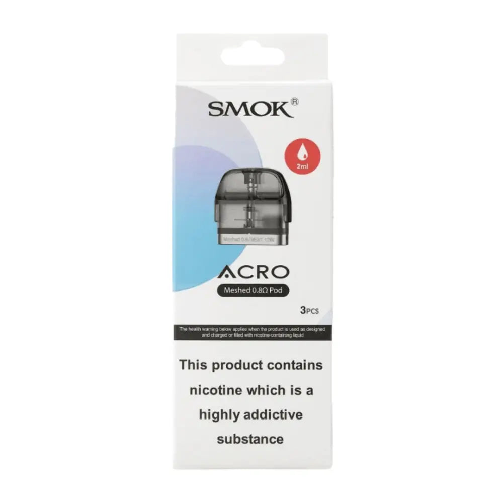 SMOK ACRO Pods with 0.8Ω mesh coil, 2ml nicotine capacity, 3-pack at Smokz Vape Store